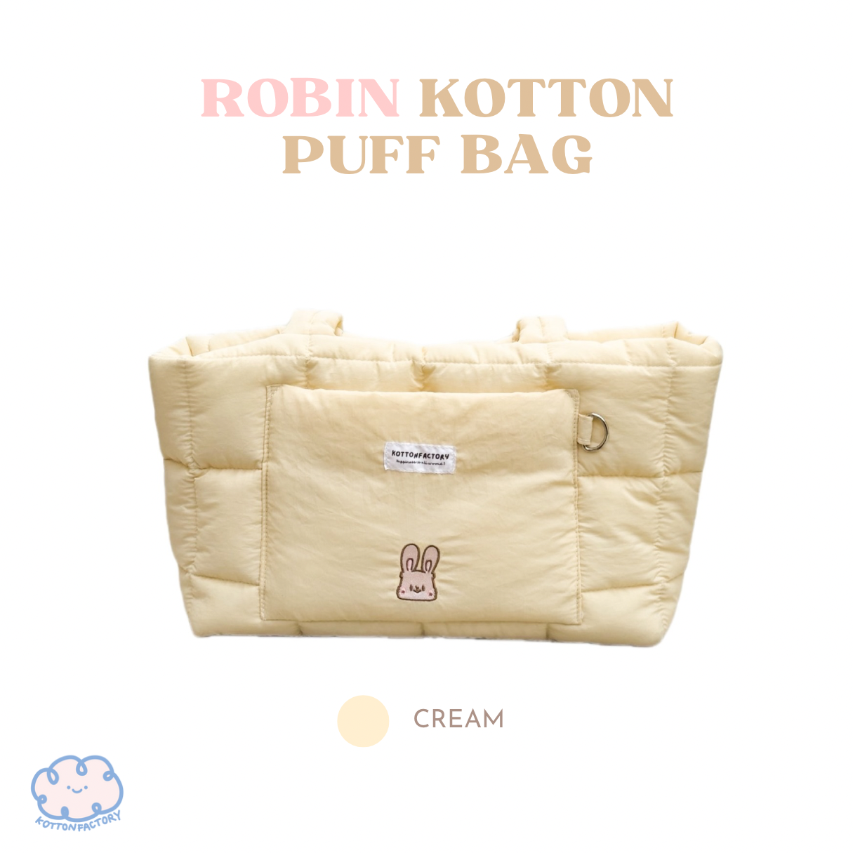 Robin Kotton Puff Bag (Color : Cream)